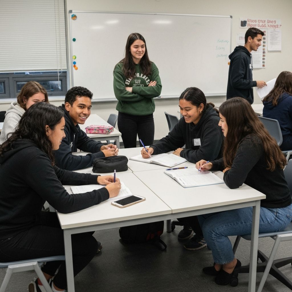 Учащиеся работают вместе на практическом занятии