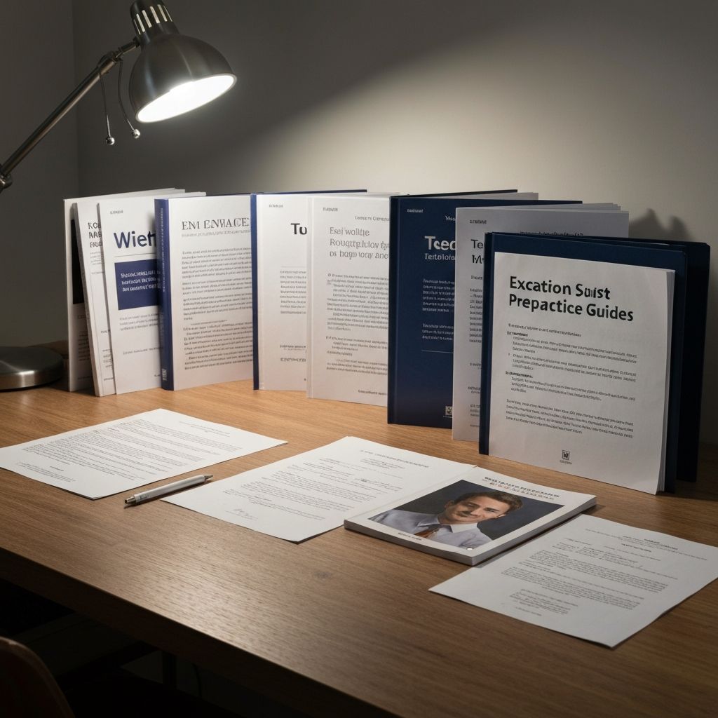 Учебные материалы, учебники и конспекты на столе